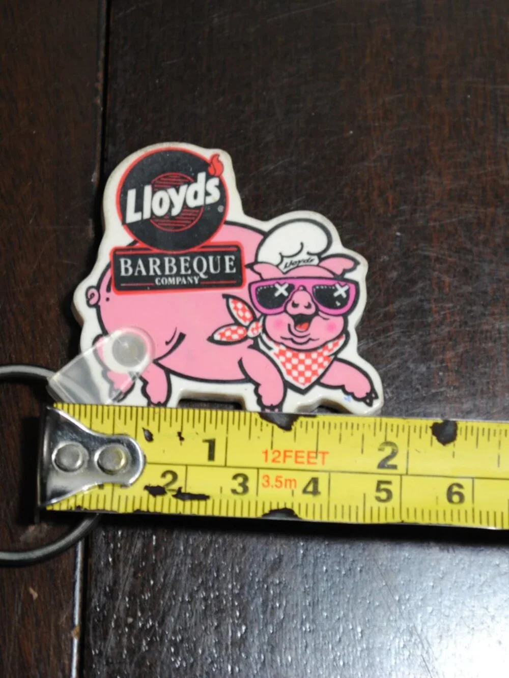 Lloyd's Barbeque Company Pig Mascot Rubber Keychain Vintage